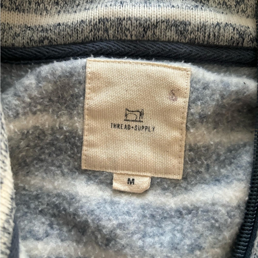 Thread & Supply Stripe Half Zip Pullover Indigo &… - image 4